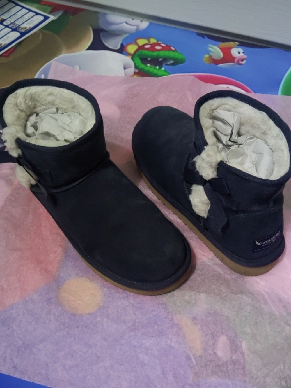Koolaburra Navy Suede-Look Shearling Ankle Boot - Picture 12 of 12